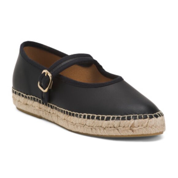 NEW JUTELIA Made In Spain Leather Mary Jane Espadrille Flat 257 4T2 - Picture 1 of 3